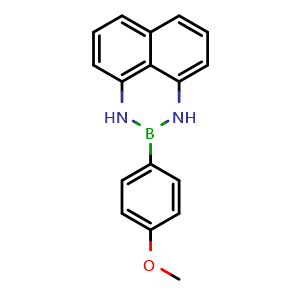Chemical structure of 2,3-Dihydro-2-(4-methoxyphenyl)-1H-naphtho[1,8-de]-1,3,2-diazaborine , CAS 1159803-53-8, AChemBlock AD292522