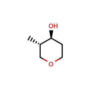 Chemical structure of trans-3-Methyltetrahydropyran-4-ol , CAS 3174-65-0, AChemBlock AD292525