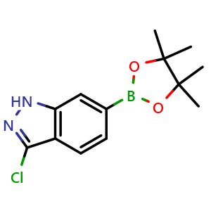 Chemical structure of 3-Chloro-1H-indazol-6-ylboronic acid pinacol ester , CAS 1939174-70-5, AChemBlock AD292532