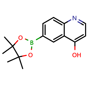 Chemical structure of 6-(4,4,5,5-Tetramethyl-1,3,2-dioxaborolan-2-yl)quinolin-4-ol , CAS 1201844-89-4, AChemBlock AD292534