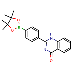 Chemical structure of 2-(4-(4,4,5,5-Tetramethyl-1,3,2-dioxaborolan-2-yl)phenyl)quinazolin-4(1H)-one , CAS 2762822-56-8, AChemBlock AD292537