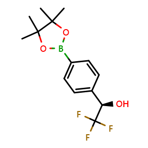 Chemical structure of (R)-2,2,2-Trifluoro-1-(4-(4,4,5,5-tetramethyl-1,3,2-dioxaborolan-2-yl)phenyl)ethan-1-ol , CAS 887781-87-5, AChemBlock AD292539
