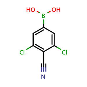 Chemical structure of (3,5-dichloro-4-cyanophenyl)boronic acid , CAS 1186403-16-6, AChemBlock AD292555