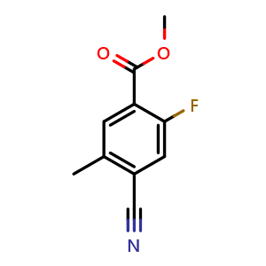 Chemical structure of methyl 4-cyano-2-fluoro-5-methylbenzoate , CAS 1427372-79-9, AChemBlock AD292556