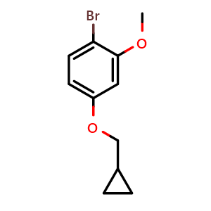 Chemical structure of 1-bromo-4-(cyclopropylmethoxy)-2-methoxybenzene , CAS 1353776-76-7, AChemBlock AD292557