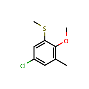 Chemical structure of (5-chloro-2-methoxy-3-methylphenyl)(methyl)sulfane , CAS 2708345-49-5, AChemBlock AD292562