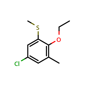 Chemical structure of (5-chloro-2-ethoxy-3-methylphenyl)(methyl)sulfane , CAS 2705987-74-0, AChemBlock AD292564