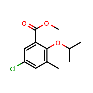 Chemical structure of methyl 5-chloro-2-isopropoxy-3-methylbenzoate , CAS 2117353-33-8, AChemBlock AD292567
