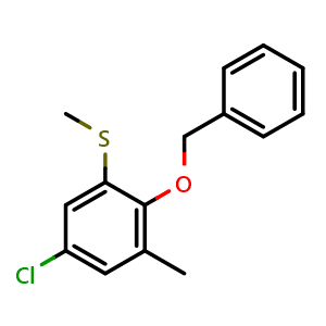 Chemical structure of (2-(benzyloxy)-5-chloro-3-methylphenyl)(methyl)sulfane , CAS 2921851-62-7, AChemBlock AD292568