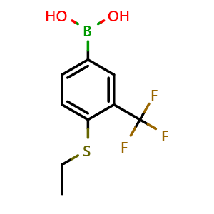 Chemical structure of (4-(Ethylthio)-3-(trifluoromethyl)phenyl)boronic acid , CAS 877383-35-2, AChemBlock AD292578