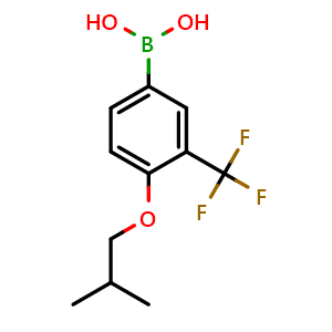 Chemical structure of (4-Isobutoxy-3-(trifluoromethyl)phenyl)boronic acid , CAS 876918-72-8, AChemBlock AD292579