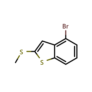 Chemical structure of 4-bromo-2-(methylthio)benzo[b]thiophene , CAS 2921895-89-6, AChemBlock AD292586