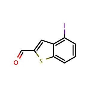 Chemical structure of 4-iodobenzo[b]thiophene-2-carbaldehyde , CAS 460088-06-6, AChemBlock AD292587