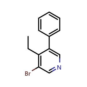 Chemical structure of 3-bromo-4-ethyl-5-phenylpyridine , CAS 2921832-70-2, AChemBlock AD292588