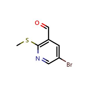 Chemical structure of 5-bromo-2-(methylthio)nicotinaldehyde , CAS 1289171-80-7, AChemBlock AD292596