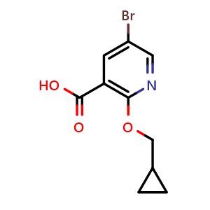 Chemical structure of 5-bromo-2-(cyclopropylmethoxy)nicotinic acid , CAS 1017782-57-8, AChemBlock AD292597