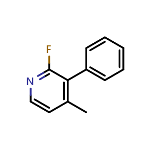 Chemical structure of 2-fluoro-4-methyl-3-phenylpyridine , CAS 1214388-19-8, AChemBlock AD292598