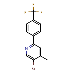 Chemical structure of 5-bromo-4-methyl-2-(4-(trifluoromethyl)phenyl)pyridine , CAS 2921900-15-2, AChemBlock AD292600