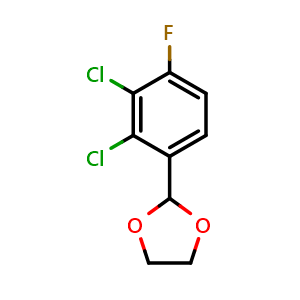 Chemical structure of 2-(2,3-dichloro-4-fluorophenyl)-1,3-dioxolane , CAS 2921754-16-5, AChemBlock AD292608
