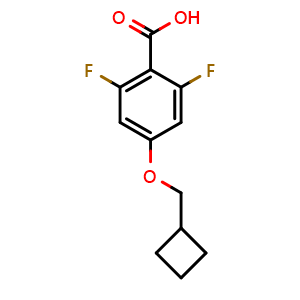 Chemical structure of 4-(cyclobutylmethoxy)-2,6-difluorobenzoic acid , CAS 2921897-44-9, AChemBlock AD292610