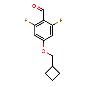 Chemical structure of 4-(cyclobutylmethoxy)-2,6-difluorobenzaldehyde , CAS 2921754-33-6, AChemBlock AD292611