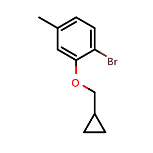 Chemical structure of 1-Bromo-2-(cyclopropylmethoxy)-4-methylbenzene , CAS 1269238-78-9, AChemBlock AD292614