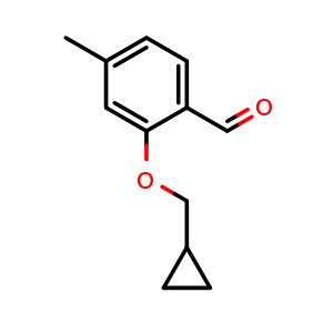 Chemical structure of 2-(cyclopropylmethoxy)-4-methylbenzaldehyde , CAS 883526-52-1, AChemBlock AD292618