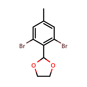 Chemical structure of 2-(2,6-Dibromo-4-methylphenyl)-1,3-dioxolane , CAS 2642339-02-2, AChemBlock AD292621