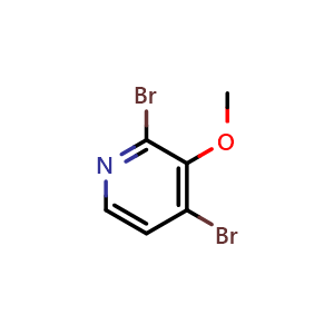 Chemical structure of 2,4-dibromo-3-methoxypyridine , CAS 1256823-10-5, AChemBlock AD292623