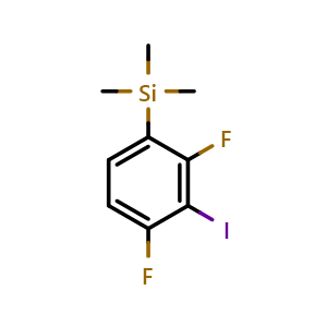 Chemical structure of (2,4-difluoro-3-iodophenyl)trimethylsilane , CAS 2921714-71-6, AChemBlock AD292629