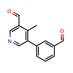Chemical structure of 5-(3-formylphenyl)-4-methylnicotinaldehyde , CAS 2969255-76-1, AChemBlock AD292633