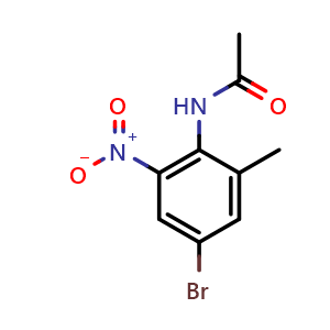 Chemical structure of N-(4-bromo-2-methyl-6-nitrophenyl)acetamide , CAS 200509-17-7, AChemBlock AD292635