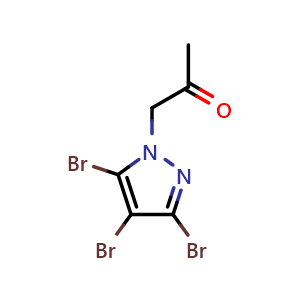 Chemical structure of 1-(3,4,5-tribromo-1H-pyrazol-1-yl)propan-2-one , CAS 1446334-41-3, AChemBlock AD292637