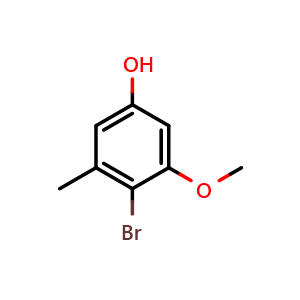 Chemical structure of 4-bromo-3-methoxy-5-methylphenol , CAS 34132-37-1, AChemBlock AD292641