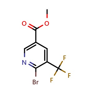 Chemical structure of methyl 6-bromo-5-(trifluoromethyl)nicotinate , CAS 1256810-81-7, AChemBlock AD292645