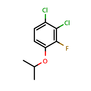 Chemical structure of 1,2-dichloro-3-fluoro-4-isopropoxybenzene , CAS 2921797-16-0, AChemBlock AD292652