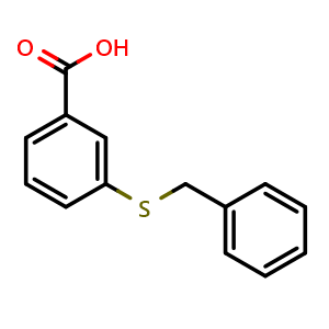 Chemical structure of 3-(benzylthio)benzoic acid , CAS 60739-40-4, AChemBlock AD292653