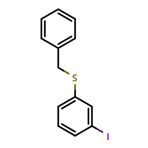 Chemical structure of benzyl(3-iodophenyl)sulfane , CAS 2921847-54-1, AChemBlock AD292655