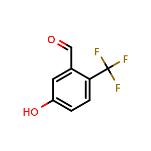 Chemical structure of 5-hydroxy-2-(trifluoromethyl)benzaldehyde , CAS 1243458-25-4, AChemBlock AD292657