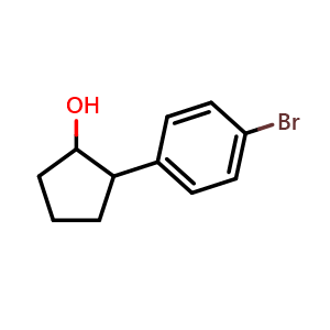 Chemical structure of 2-(4-bromophenyl)cyclopentanol , CAS 2005754-97-0, AChemBlock AD292672