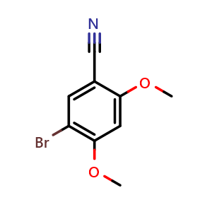 Chemical structure of 5-bromo-2,4-dimethoxybenzonitrile , CAS 1215952-03-6, AChemBlock AD292681