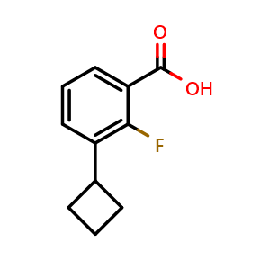 Chemical structure of 3-cyclobutyl-2-fluorobenzoic acid , CAS 2969418-34-4, AChemBlock AD292686