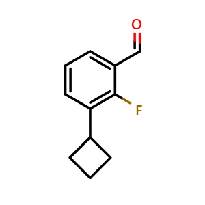 Chemical structure of 3-cyclobutyl-2-fluorobenzaldehyde , CAS 2969256-09-3, AChemBlock AD292687