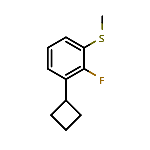 Chemical structure of (3-cyclobutyl-2-fluorophenyl)(methyl)sulfane , CAS 2969358-62-9, AChemBlock AD292688