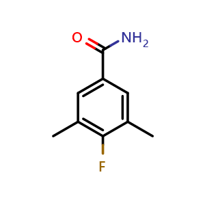 Chemical structure of 4-fluoro-3,5-dimethylbenzamide , CAS 886501-71-9, AChemBlock AD292694