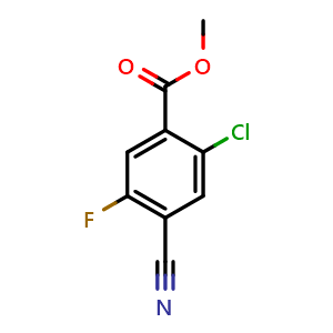 Chemical structure of Methyl 2-chloro-4-cyano-5-fluorobenzoate , CAS 1141474-26-1, AChemBlock AD292701