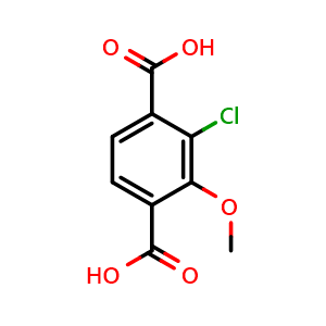 Chemical structure of 2-chloro-3-methoxyterephthalic acid , CAS 1957233-68-9, AChemBlock AD292705