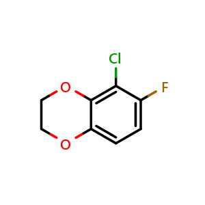 Chemical structure of 5-chloro-6-fluoro-2,3-dihydrobenzo[b][1,4]dioxine , CAS 2921852-71-1, AChemBlock AD292706