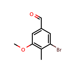 Chemical structure of 3-bromo-5-methoxy-4-methylbenzaldehyde , CAS 1780260-92-5, AChemBlock AD292710
