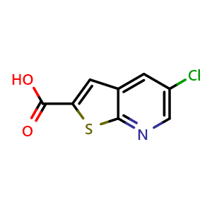 Chemical structure of 5-chlorothieno[2,3-b]pyridine-2-carboxylic acid , CAS 2921887-03-6, AChemBlock AD292715